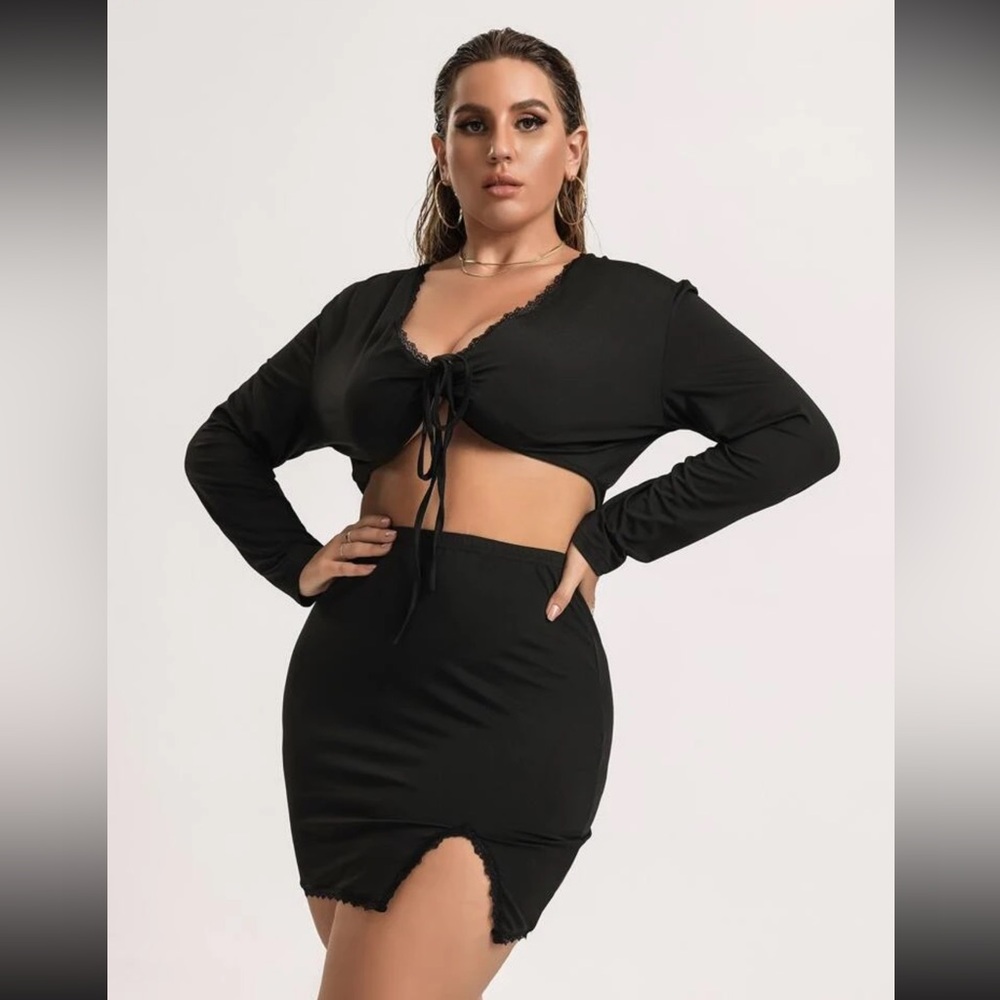 SHEIN curve plus size black matching set size 4x